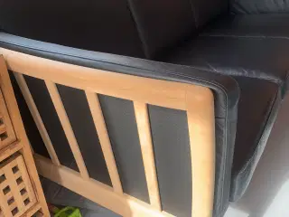 3 person sofa bøg sort læder look 