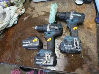 2 stk. akku håndværktøj MAKITA DDF484 med 3 stk. batterier