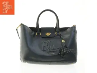 Sort skindtaske fra Ralph Lauren (str. 40x27x18 cm)