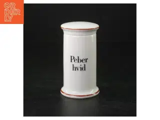 Hvid porcelænspeberbøsse fra B&G (str. Ø 6,5x11,5 cm)