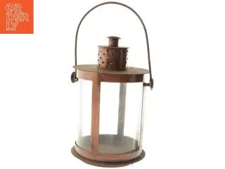 Kobberlanterne med glas (str. 40x25 cm)