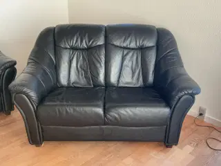 2 Pers. Lædersofa med høj ryg