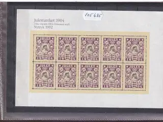 Danmark julemærkeark nytryk 1904/92 - POSTFRISK
