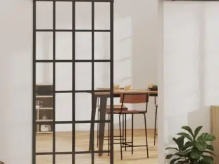 Skydedør 90x205 cm sikkerhedsglas og aluminium sort