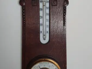 Gammelt barometer/termometer fuldt funktionelt.