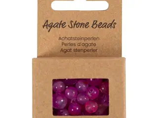Agat stenperler, str. 1x10, 12x8, 15x6 mm, hulstr. 0,9-1 mm, pink, 28stk./ 1 pk.