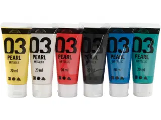 Akrylmaling Metallic, metallic, standardfarver, 6x20 ml/ 1 pk.
