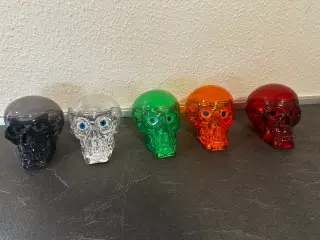5x plastik skelethoveder Halloween
