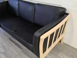 Sort 3 person læder sofa