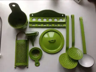 Køkkenredskaber grøn emalle