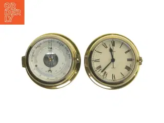 Maritime barometer og ur sæt (str. Ø 16 cm)