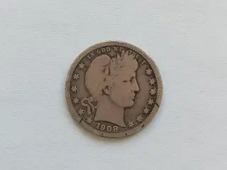 Quarter Dollar 1908 USA - Dårlig stand