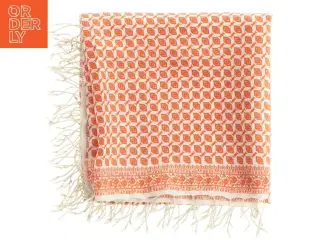 Orange og hvidt mønstret tørklæde (str. 100 x 95 cm)