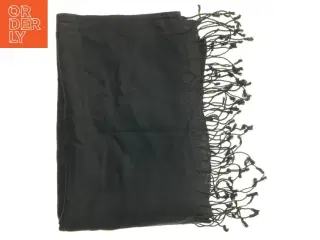 Sort tørklæde med frynser (str. 70 x 180 cm)