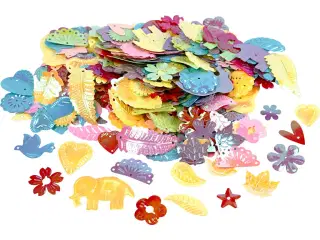 Pailletter, str. 15-45 mm, perlemorsfarver, 30g/ 1 pk.