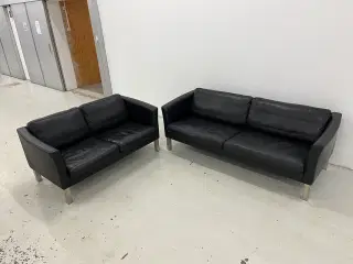 Stouby Ace 3+2 Pers.Sofaer i sort Elegance læder.