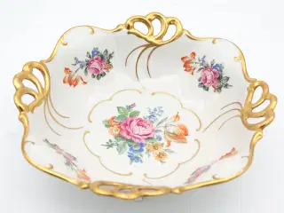 Stor vintage tysk håndemaljeret porcelænsskål fra 