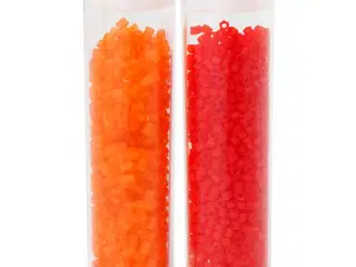 Rocaiperler 2-cut, diam. 1,7 mm, str. 15/0, hulstr. 0,5 mm, transparent orange, transparent rød, 2x7g/ 1 pk.