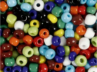 Rocaiperler, diam. 4 mm, str. 6/0, hulstr. 0,9-1,2 mm, ass. farver, 130g/ 1 pk.