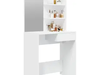 Makeupbord med spejl 74,5x40x141 cm hvid