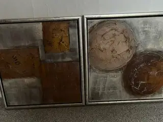 2 FLOTTE MALERIER I SVÆVERAMMER, 44X44 CM