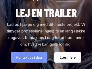 Udlejning hestetrailere og andre trailere på Fyn