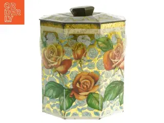 Dekorativ dåse med roser (str. ø 13, 13 cm)
