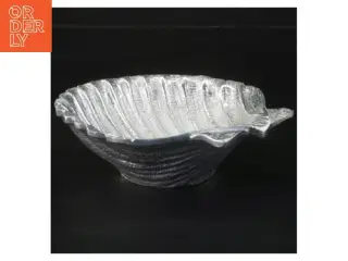 Muslingeskål i sølvfarvet metal (str. 14x15x4 cm)