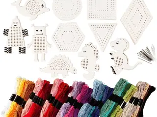 Broderifigurer sæt med garn, 8-17 cm, assorterede farver