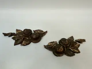 2 stk. vintage rose ornamenter I kobber