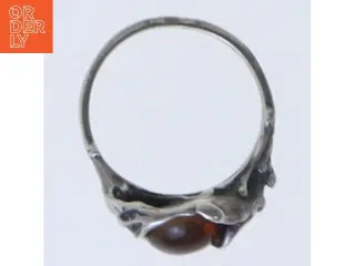 Vintage sølvring med brun sten (str. 51 mm)