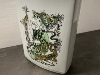 Stor vase med Wiinblad grøn/guld malede motiv