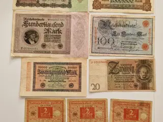 11 Gamle tyske pengesedler 