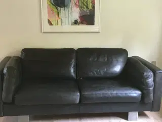 Sofa i sort læder