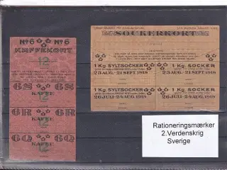 Rationeringsmærker - 2. Verdenskrig - Sverige