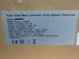 Inverter GREEN ENERGY Pure Sine Wave DC/AC Power 2000W