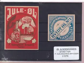 Øl og Sodavands Etiketter - P. Kjeldgaards Bryggeri - 2 Stk.