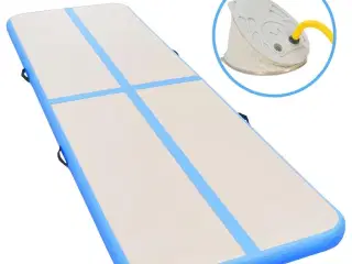 Oppustelig gymnastikmåtte med pumpe 600 x 100 x 10 cm PVC blå