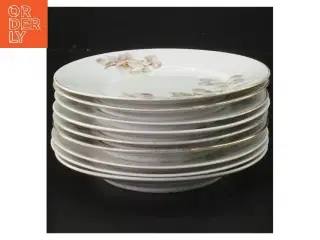Porcelænstallerkener med blomstermotiv fra Bavaria (str. ø 16 cm, 9 styk cm)