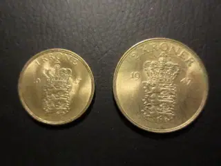 1 og 2 kroner 1947 unc