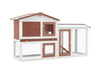 Stort udendørsbur til kæledyr 145x45x84 cm træ brun hvid