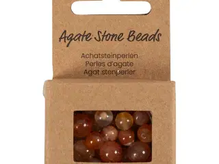 Agat stenperler, str. 1x10, 12x8, 15x6 mm, hulstr. 0,9-1 mm, lys brun, 28stk./ 1 pk.