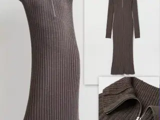 Ribstrikket brun kjole fra H&M i ren merino uld