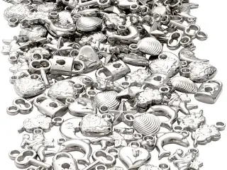 Sølvcharms, str. 15-20 mm, hulstr. 3 mm, 80g/ 1 pk.