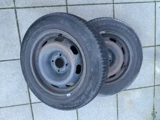 2 dæk med fælge 4x108, 15 tommer