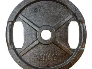 20kg ol vægtstang og 2stk 25kgs vægtskiver 