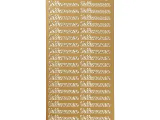 Stickers, velkommen, ark 10x23 cm, guld, 1 ark