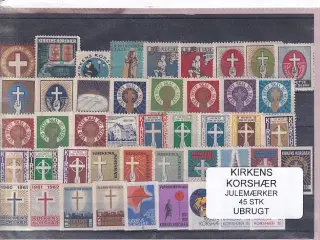 Kirkens Korshær Julemærker  45 Stk. Ubrugt