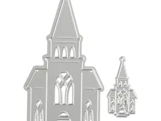 Skære- og prægeskabelon, kirker, str. 46x91+18x35 mm, 1 stk.