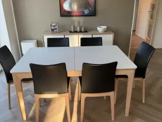 Skovby SM26 massiv eg hvidolieret spisebord